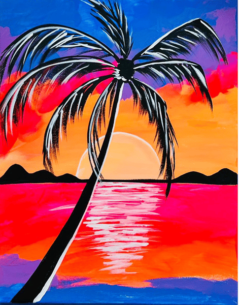 Course NEW! Tropical Sunset Mini-Painting Workshop (ages 6-12) image 1