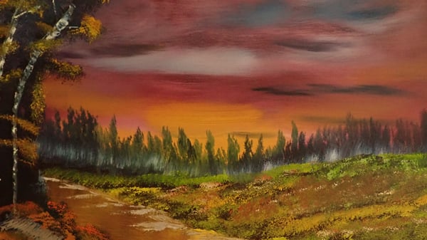 Picture for Bob Ross Landscape Oil Painting - Evening at Sunset