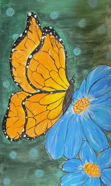 Picture for: Paint Date: Monarch on Blue (Adult +Child)