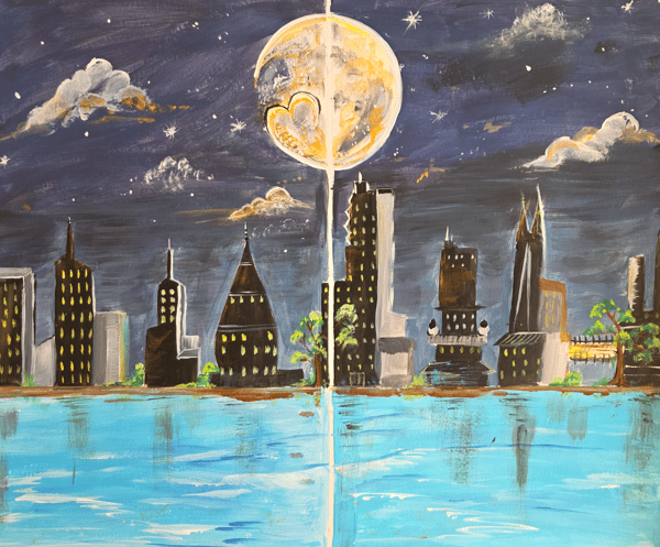 Course Paint Night Date Night : Moon Over Metropolis image 1